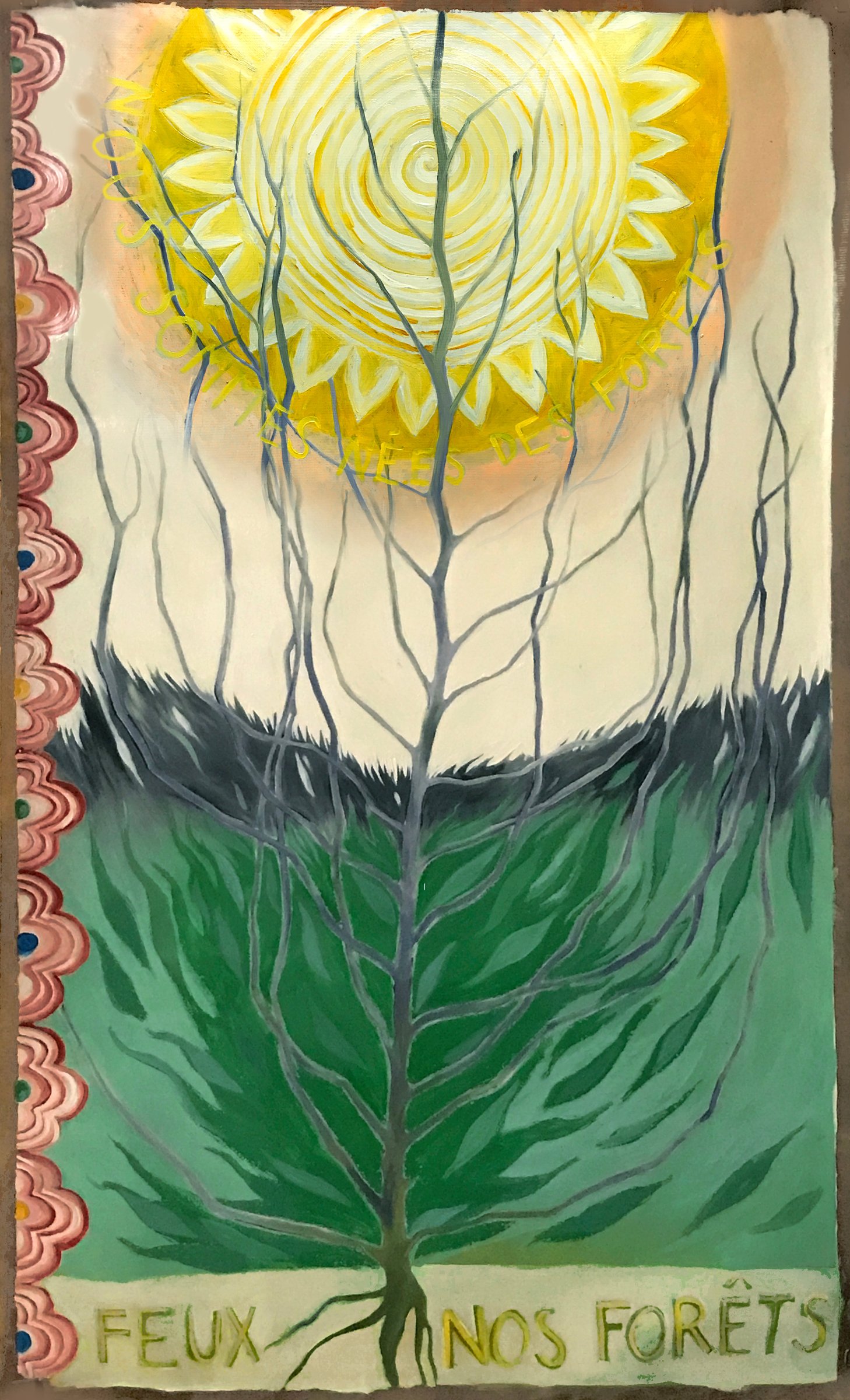 Peinture à l'œuf et pigments naturels sur Kraft, 90 x 45 cm