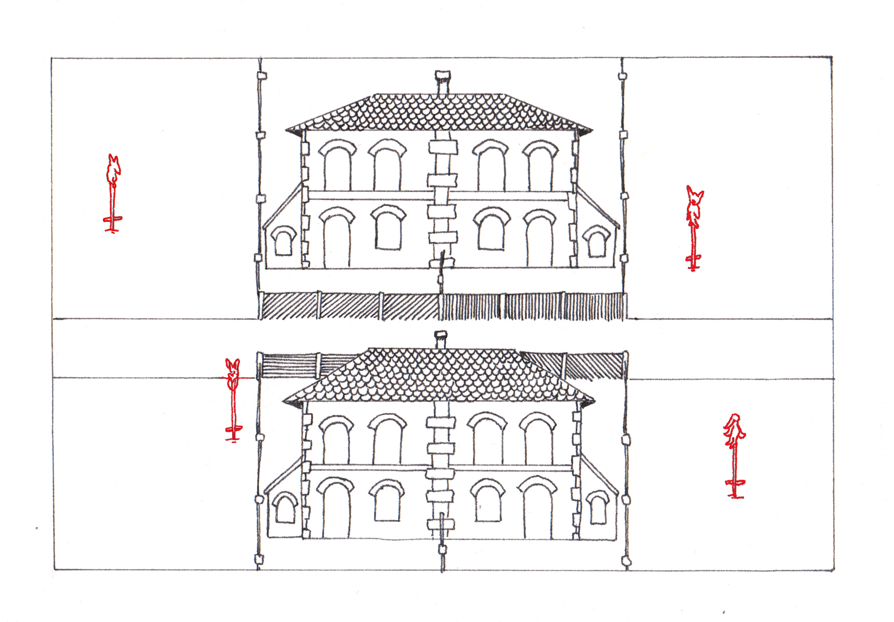 Dessin du site d'implantation du projet, 2021 Solférino, village fondé par Napoléon III dans les Landes