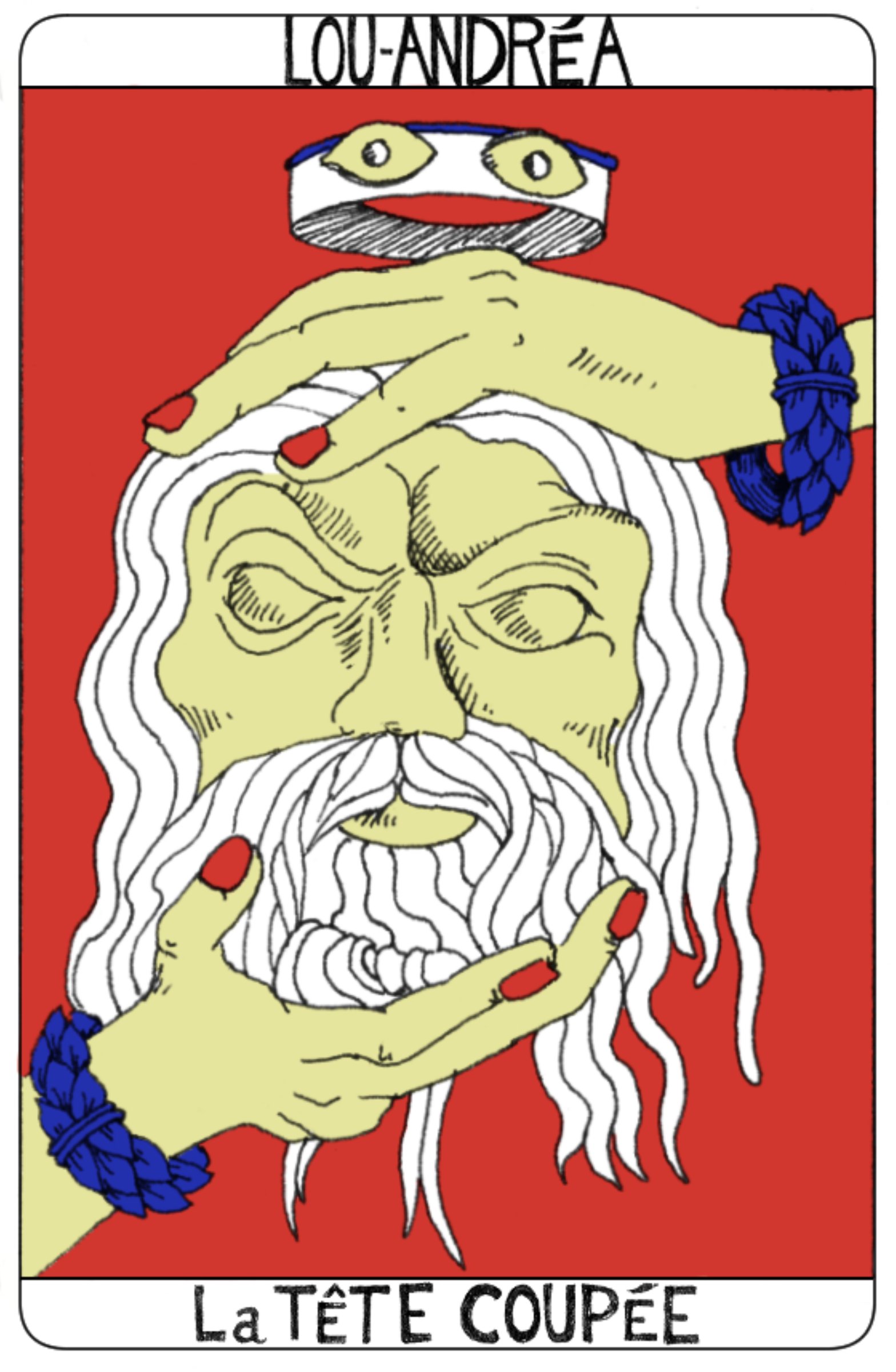 . Cette carte dit qu'il est temps que l'équilibre advienne mais que tout rétablissement de justice ne peut advenir sans colère et sans cri. Sans violence et sans combat. Il ne sera pas possible de lutter en restant souriante, bienveillante et empathique envers chacun. Nous ne pouvons être polie et tolérante à chaque endroit où de longs arguments pourraient le justifier. . C'est la carte de l'abolition symbolique du patriarcat, des solutions et des fantasmes. Inversion des terreurs, de la mort et des abus. Règne irréel du féminin vicieux, pervers et violent. Le grand renversement, le matriarcat oppressif. La tête qui explose et qui ne trouve d'autre solution que dans la guerre. C'est un rêve cauchemardesque et expiatoire qui à la fin berce les lambeaux.