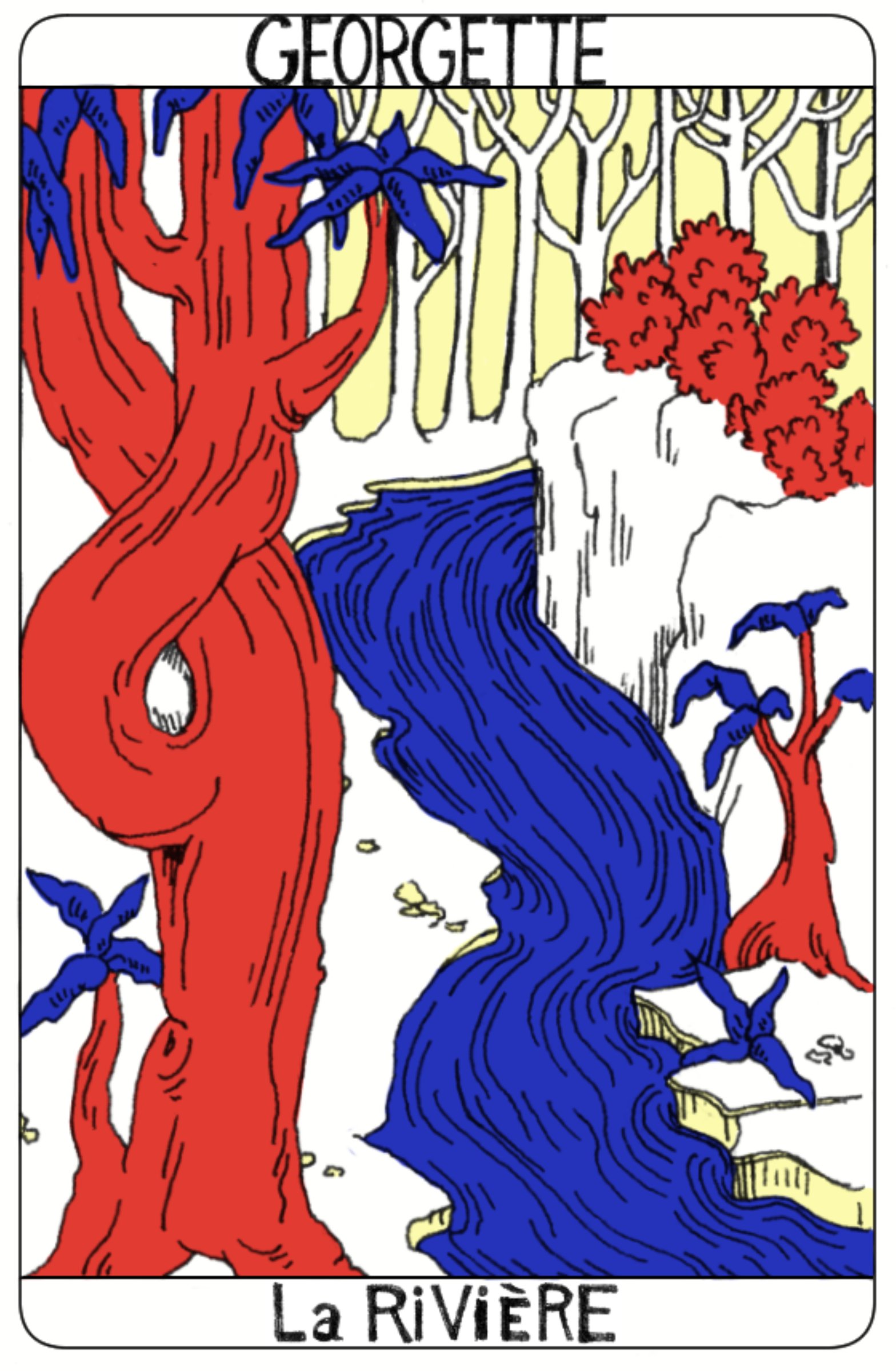 Écoulement de toute chose avec le temps. La rivière est une variation d'état et symbole de l'impermanence. Comprendre à quoi elle s'associe comme objet pour identifier dans quel état elle est et ce qu'elle va devenir. Le lit sec, la source, l'inondation, la retenue par le barrage. Le débit d'une rivière dit quelque chose du paysage en amont et en aval. L'impact de son état sur tout le paysage alentour est indéniable. Les réactions que vous aurez face à ces situations auront des conséquences sur les berges, les arbres, les champs, les récoltes et les habitants de vos contrées. Prenez soin de vos affluents, des différentes sources qui vous remplissent et veillent à votre écoulement. Convoquez des auditoires de castors, de brochets, de truites et d'araignées d'eau pour apprendre de vos fondations.