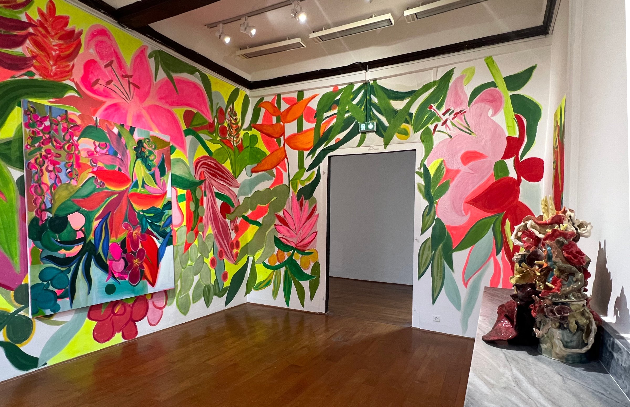 Exposition Jardins imaginaires, Abbaye de L'Escaladieu, Bonnemazon, 2023 Avec Félix Blume, Ursula Caruel, Mathilde Caylou, Miguel Chevalier, Claude Como, Salomé Fauc, Julie C. Fortier, Makiko Furuichi, Dominique Ghesquière, Murielle Joubert, Duda Moraes, Marie-Hélène Richard, Dimitri Xenakis