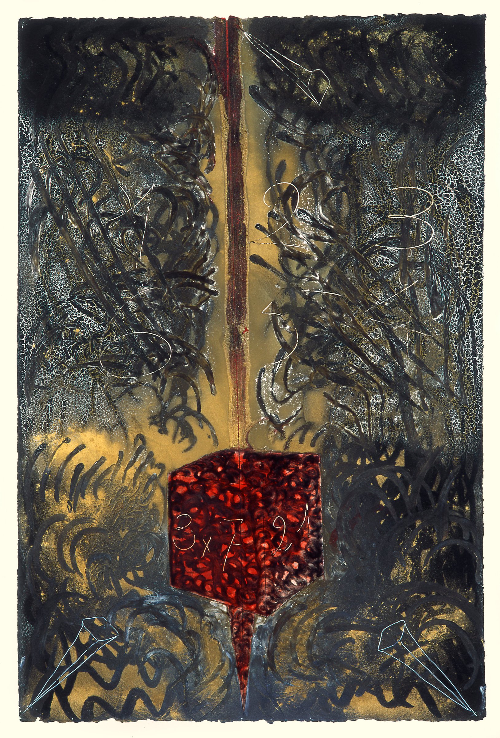 Acrylique et peinture vinylique sur papier, 134 x 94 cm Collection du Fonds département d'art contemporain de Dordogne, Périgueux