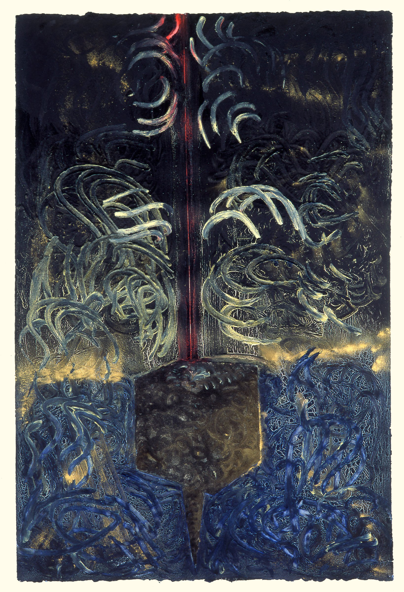 Acrylique et peinture vinylique sur papier, 134 x 94 cm Collection du Fonds département d'art contemporain de Dordogne, Périgueux