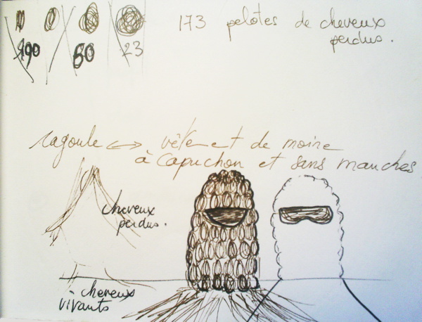 Dessin préparatoire du casque, 2002